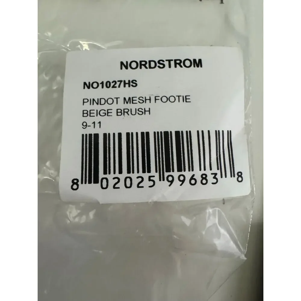 Nordstrom Pindot Mesh Footie In Beige Brush Shoe‎ Size 6-10.5 NWT